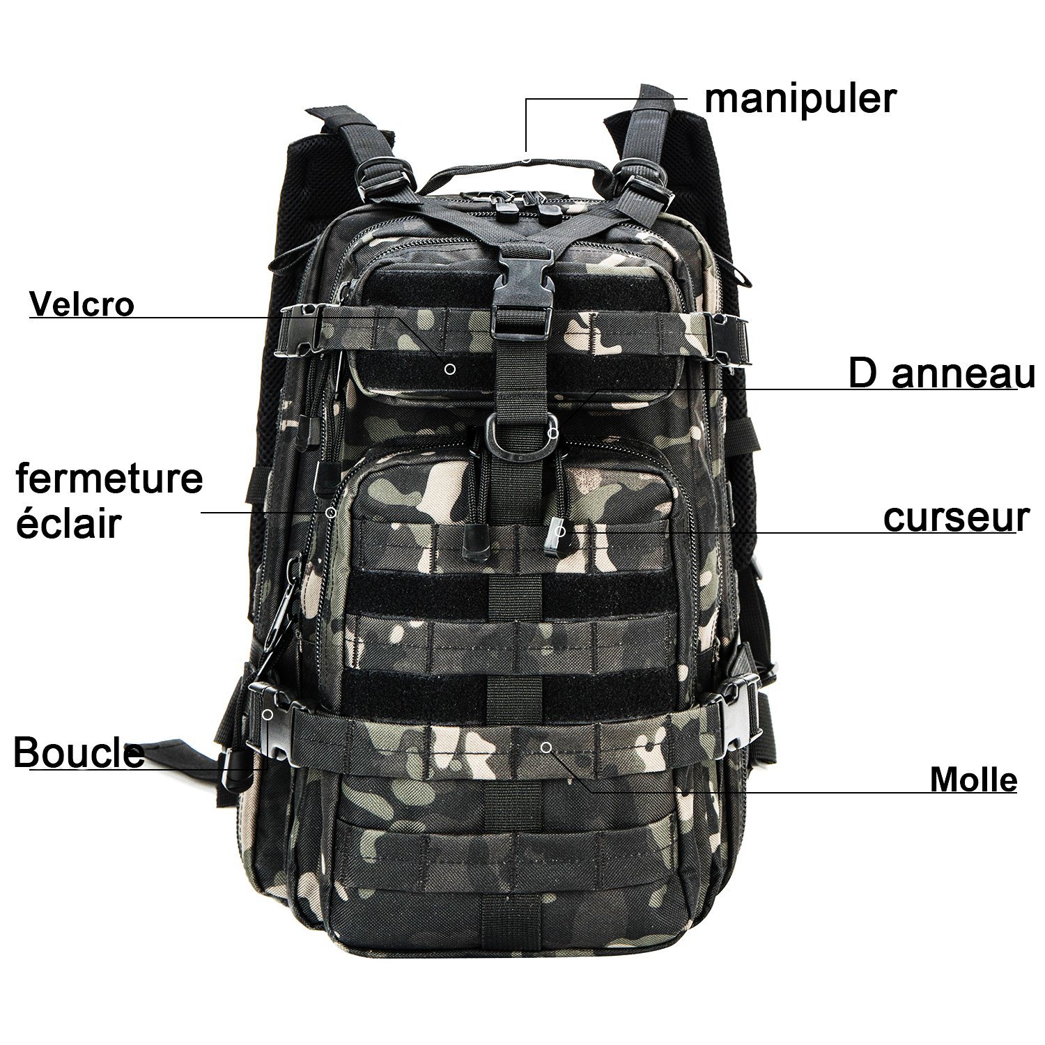 Waterproof Large Capacity Zipper Backpacks Small for Camping Hiking