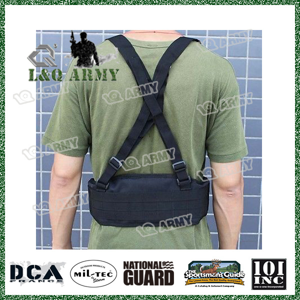 Molle Tactical Police Paintball Waist Padded Belt with Suspender Black