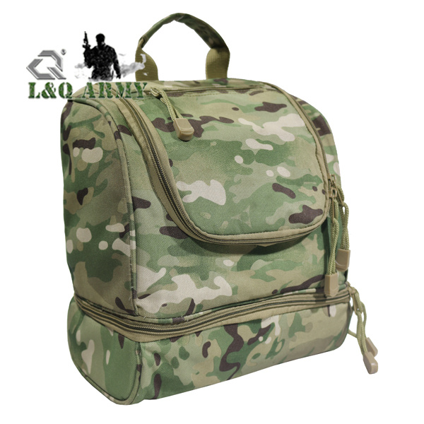 Mil-Tec British Military Foldable Toiletry Bag - Hanging Hook & Mirror Olive Drab Design