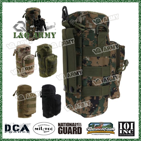 Militray Tactical Molle Zipper Water Bottle Hydration Pouch Bag Carrier