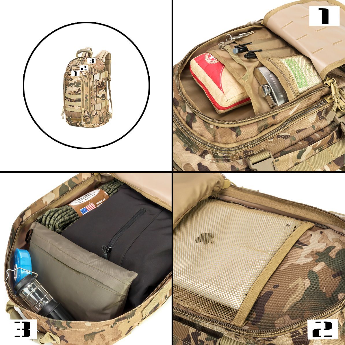 Newest Outdoor Sports Camping Military Tactical Waterproof Large Capacity USB Backpack